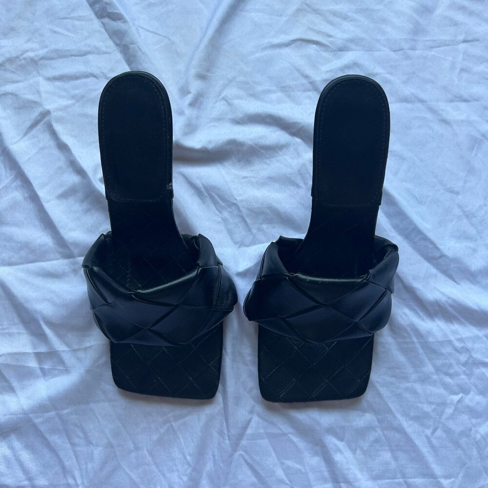 Black Slip On Quilted High Heels